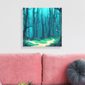Nieuwsgierige vos in het bos pad canvas afdruk (Insitu (Woonkamer))