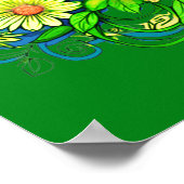 Nieuwsgierige wasbeer in een kleurrijke bloementui poster (Hoek)