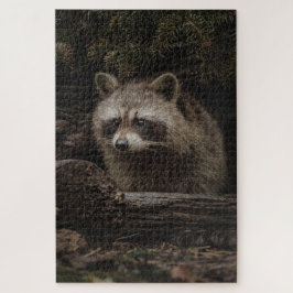 Nieuwsgierige Wasbeer In Het Bos Dier Legpuzzel