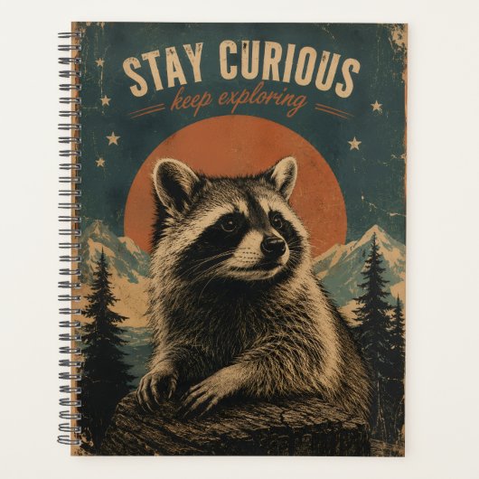 Nieuwsgierige Wasbeer Vintage Planner (Voorkant)