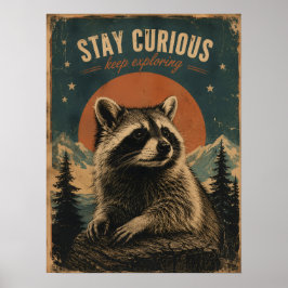 Nieuwsgierige Wasbeer Vintage  Poster