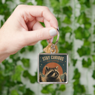 Nieuwsgierige Wasbeer Vintage Sleutelhanger