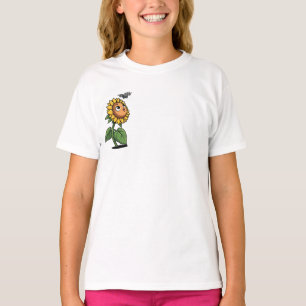 Nieuwsgierige Zonnebloem die naar Zoemende Bij Kij T-shirt
