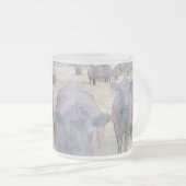 Nieuwsgierige zwarte angus matglas koffiemok (Voorkant rechts)