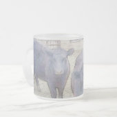 Nieuwsgierige zwarte angus matglas koffiemok (Voorkant links)