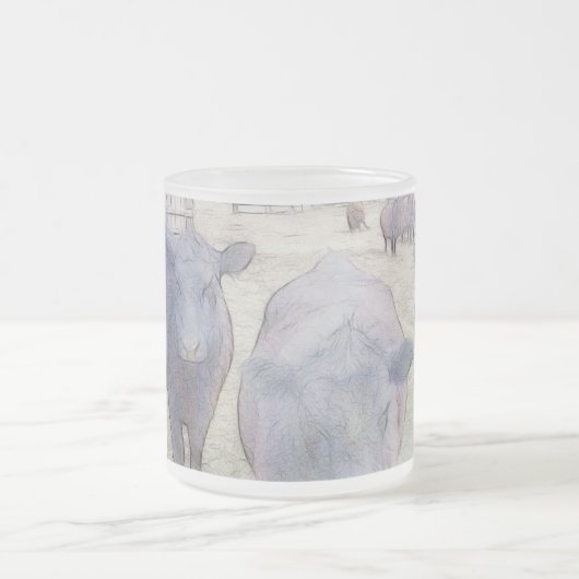 Nieuwsgierige zwarte angus matglas koffiemok (Center)