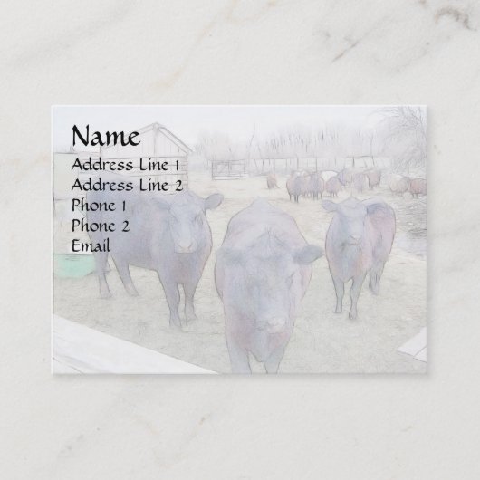 Nieuwsgierige zwarte angus visitekaartje (Voorkant)