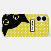 Nieuwsgierige Zwarte Kat Gele Stippen Persoonlijk Case-Mate iPhone Case (Achterkant (horizontaal))