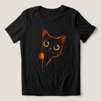 Nieuwsgierige Zwarte Kat Kijkt Rond Dames Minimali Tri-Blend Shirt