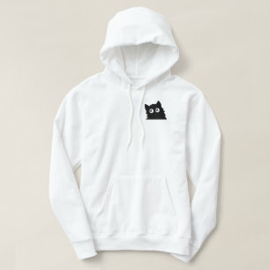 Nieuwsgierige Zwarte Kat Mooie Minimalistische Kat Hoodie