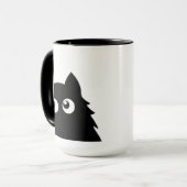 Nieuwsgierige Zwarte Kat Mooie Minimalistische Kat Mok (Voorkant links)