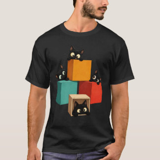 Nieuwsgierige Zwarte Katten die uit Kleurrijke Doz T-shirt