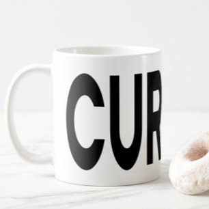 NIEUWSGIERIGE Zwarte Typografie Koffiemok