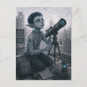 Nieuwsgierigheid / Astronoom / Dak  Briefkaart