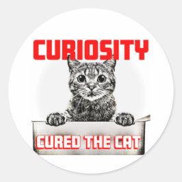Nieuwsgierigheid geneest de kat ronde sticker
