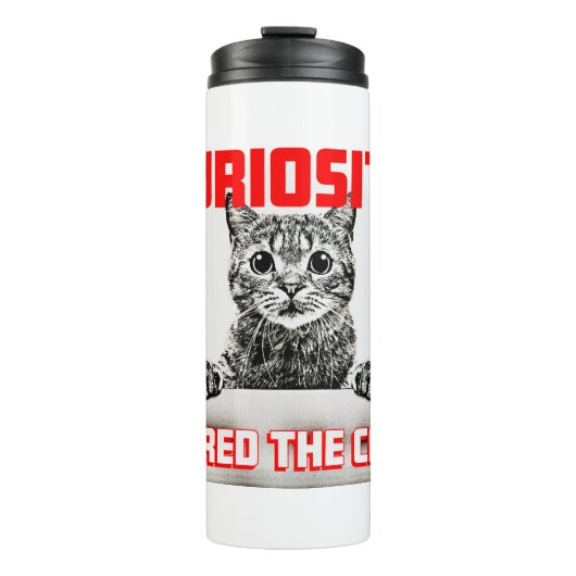 Nieuwsgierigheid geneest de kat thermosbeker (Voorkant)