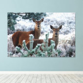 Nieuwsgierigheid herten verpakt canvas (Insitu (Houten vloer))