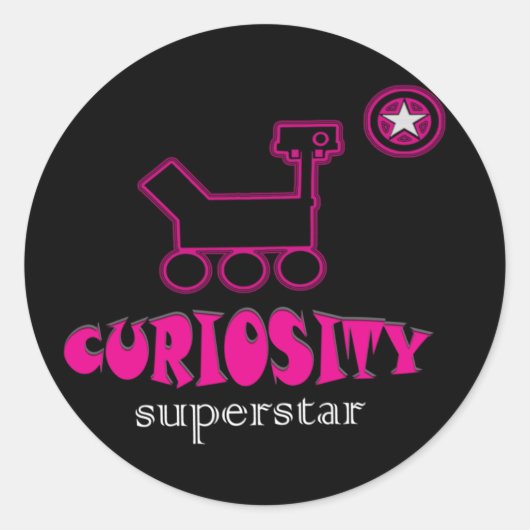 Nieuwsgierigheid Super Star Roze Sticker (Voorkant)