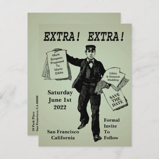 nieuwshuwelijk sparen de datum aankondigingskaart (Voorkant / Achterkant)