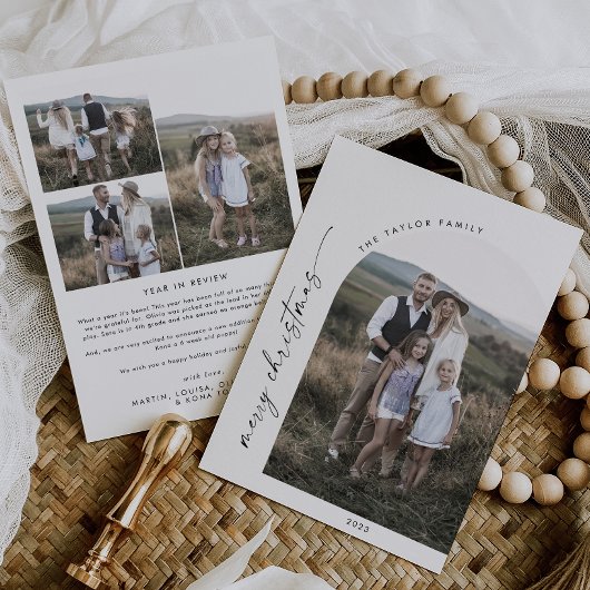 Nieuwsjaar van de moderne Boho Arch in Review Feestdagenkaart