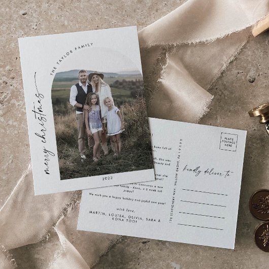 Nieuwsjaar van de moderne Boho Arch in Review Feestdagenkaart