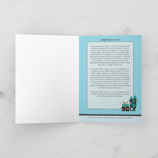 Nieuwskaart voor vreugde en geluk (blauw) feestdagen kaart (Binnen)