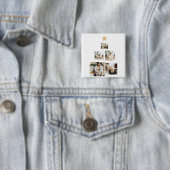 Nieuwskerstfoto met ster vierkante button 5,1 cm (In situ)