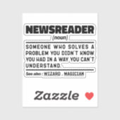 Nieuwslezer Noun Radio News Worker Grappig Sticker (Vel)