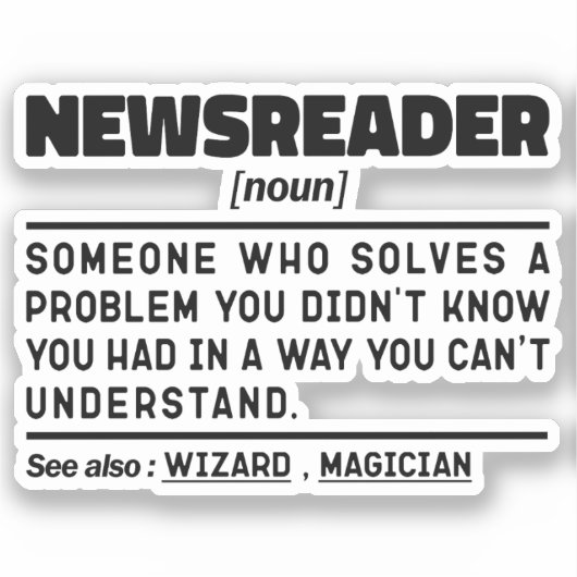 Nieuwslezer Noun Radio News Worker Grappig Sticker (Voorkant)