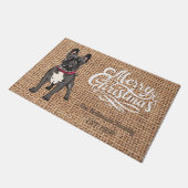 Nieuwsnaam van een schattige kerstbuldog met moder deurmat (Schuin)