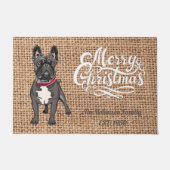 Nieuwsnaam van een schattige kerstbuldog met moder deurmat (Voorkant)