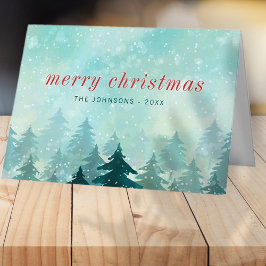 Nieuwsneeuwbos met de moderne Waterverf Kerstwinte Feestdagen Kaart