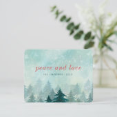 Nieuwsneeuwbos met de moderne Waterverf Kerstwinte Feestdagenkaart (Staand voorkant)