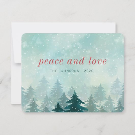 Nieuwsneeuwbos met de moderne Waterverf Kerstwinte Feestdagenkaart (Voorkant)