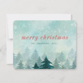 Nieuwsneeuwbos met de moderne Waterverf Kerstwinte Feestdagenkaart (Voorkant)