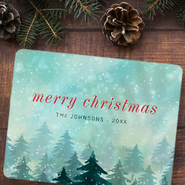 Nieuwsneeuwbos met de moderne Waterverf Kerstwinte Feestdagenkaart
