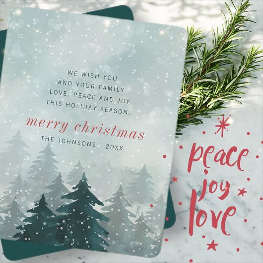 Nieuwsneeuwbos met de moderne Waterverf Kerstwinte Feestdagenkaart