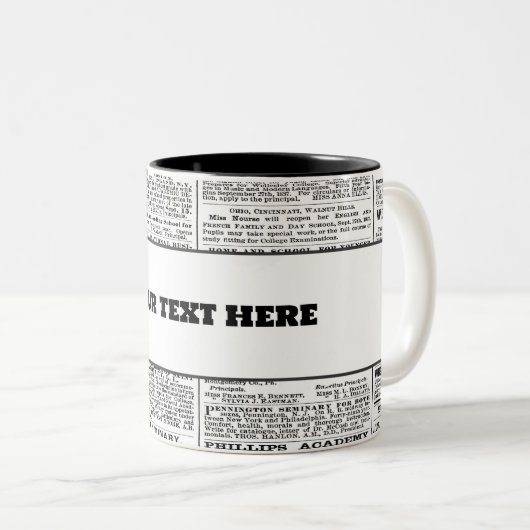 Nieuwspapierstructuur Tweekleurige Koffiemok (Voorkant rechts)