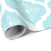 Nieuwspatroon voor kerstmis Aqua Blue Snowflakes Cadeaupapier (Rol Hoek)