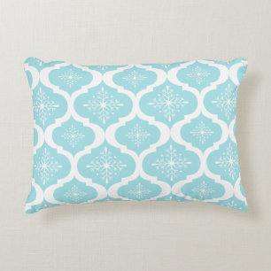 Nieuwspatroon voor kerstmis Aqua Blue Snowflakes Decoratief Kussen
