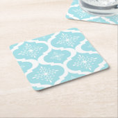 Nieuwspatroon voor kerstmis Aqua Blue Snowflakes Kartonnen Onderzetters (Schuin)