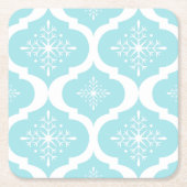 Nieuwspatroon voor kerstmis Aqua Blue Snowflakes Kartonnen Onderzetters (Voorkant)