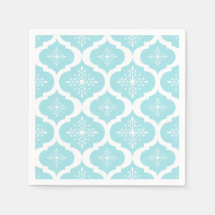 Nieuwspatroon voor kerstmis Aqua Blue Snowflakes Servet
