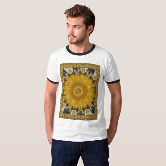 Nieuwste Afrikaanse Traditionele Zonnebloem Art Pr T-shirt (Voorkant volledig)