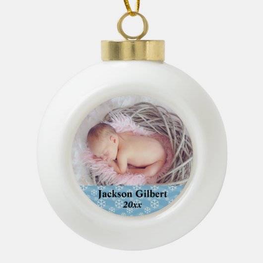 Nieuwste Baby eerste kerstfeestdag foto Keramische Bal Ornament (Voorkant)