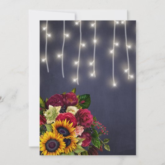 Nieuwste dag van de bruiloft Zonnebloem en rozen Kaart (Achterkant)