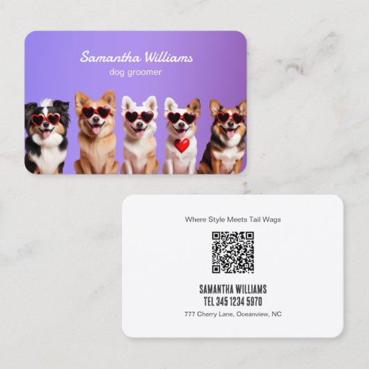 Nieuwste hond Grooming Custom QR Visitekaartje (Voorkant / Achterkant)
