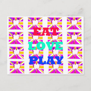 Nieuwste Inspirerend Love Eat Play-kleuren Briefkaart