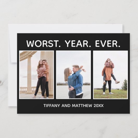 Nieuwste jaar schamel kerstfoto donkere Humor Feestdagenkaart (Voorkant)