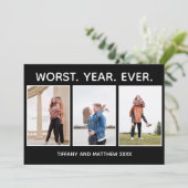 Nieuwste jaar schamel kerstfoto donkere Humor Feestdagenkaart (Staand voorkant)